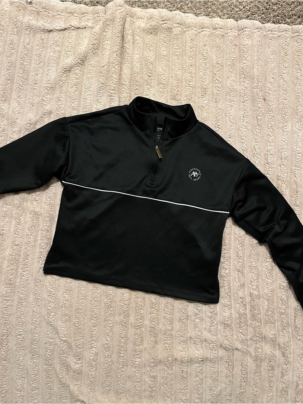 Aeropostale Black Half-Zip Pullover with White Piping